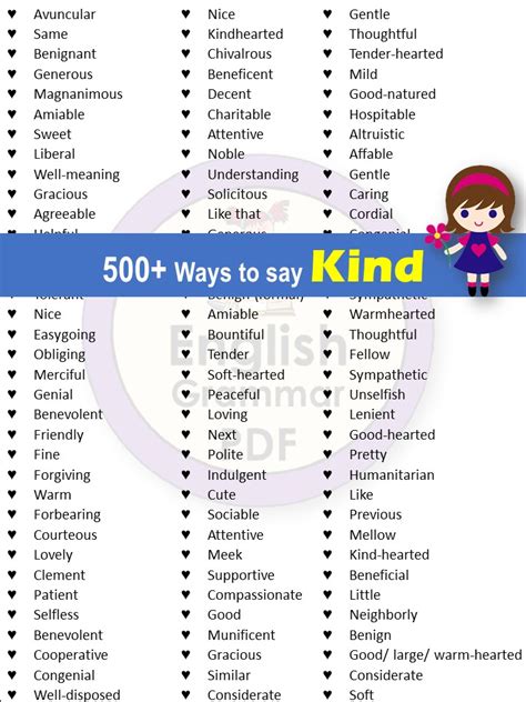 list of caring words.